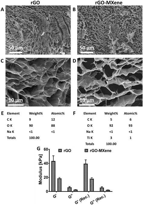 Cryo Sem Images Of A C Rgo Hydrogel And B D Rgo Mxene Hydrogel