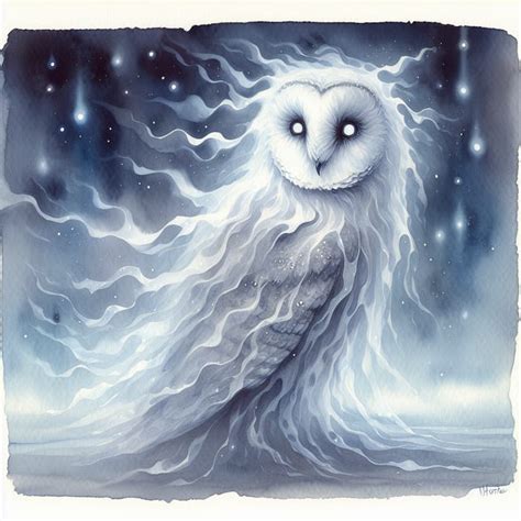 Ghost Owl Watercolor Ethereal Artwork AI Art Generator Easy Peasy AI