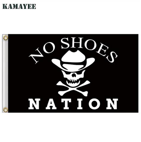 90x150cm No Shoes Nation Pirate Flag Skull Jolly Roger Flags And