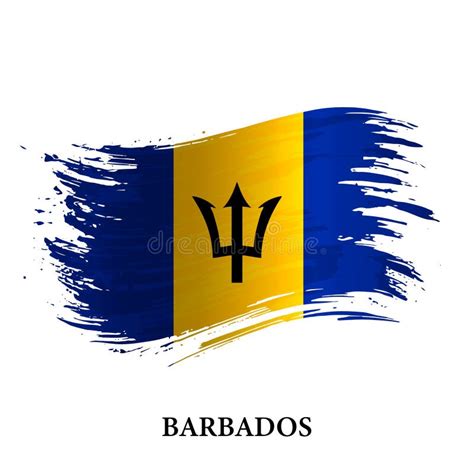 Grunge Flag Of Barbados Brush Stroke Vector Stock Vector Illustration Of Culture Brush