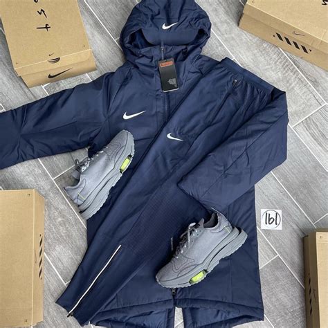 Nike winter jacket navy 3/4 length Small, medium... - Depop