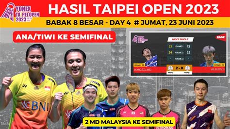 Hasil Taipei Open Hari Ini Day Ana Tiwi Ke Semifinal Ganda