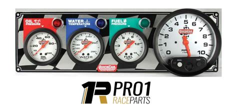 Quickcar 3 Gauge Panel With TACHO Water Temperature Oil Pressure Fuel