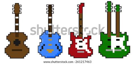 Pixel Art Guitar Vector Set Vector De Stock Libre De Regal As