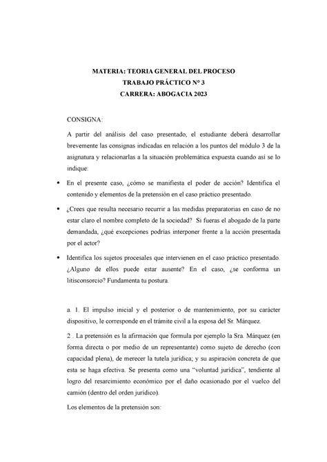 Tp Teoria General Del Proceso Materia Teoria General Del Proceso