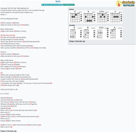 Chord: Girls - tab, song lyric, sheet, guitar, ukulele | chords.vip