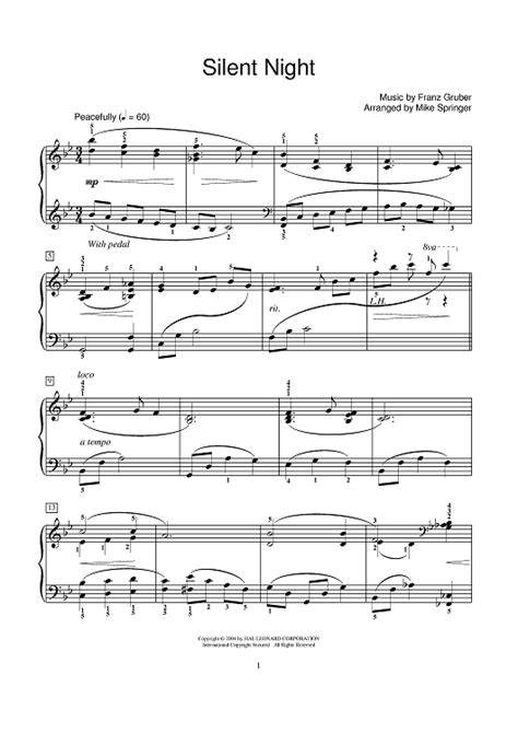 Silent Night Sheet Music By Josef Mohr For Piano Sheet Music Now