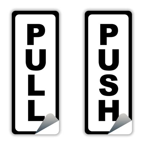 4x Push Pull Door Vertical Sticker Sign For To Open And Close