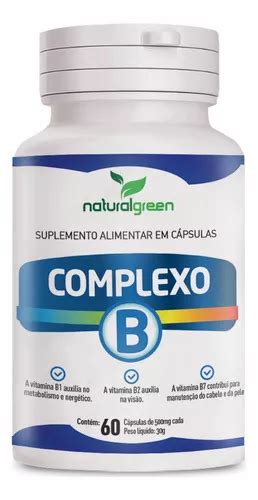 Complexo B 500mg B1 B2 B3 B5 B6 B9 B7 B12 60 Cápsulas Sabor Sem Sabor