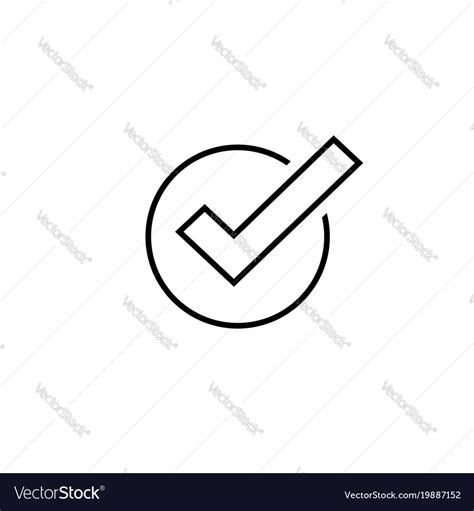 Tick icon symbol line art outline Royalty Free Vector Image