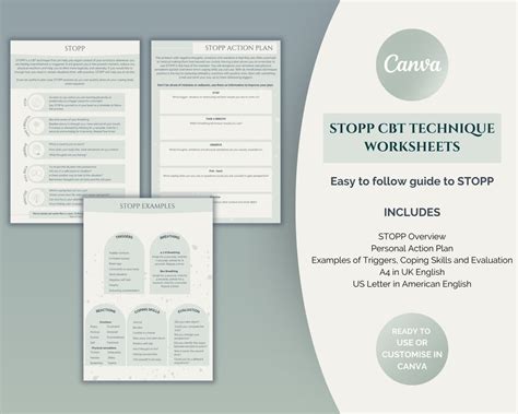 Stopp Cbt Worksheets Cbt Canva Worksheets Anxiety Worksheets