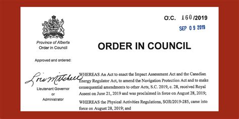 Order in Council - Alberta Court of Appeal reference on Impact ...