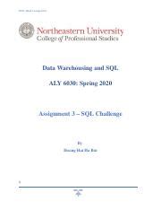 Week 5 Docx 6030 Week 5 Assignment Data Warehousing And SQL ALY 6030