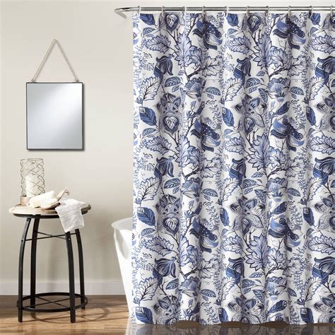 Lush Decor Cynthia Jacobean Floral Shower Curtain X Blue Single