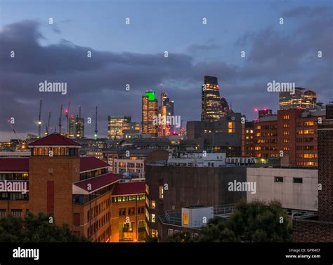 London City skyline at dusk, England, UK Stock Photo - Alamy