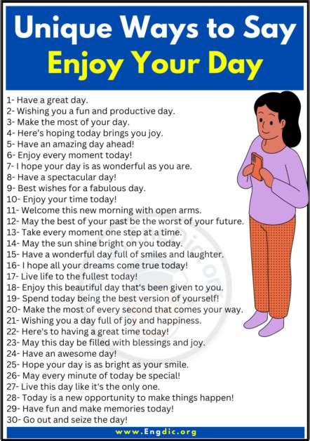 30 Unique Ways To Say Enjoy Your Day EngDic