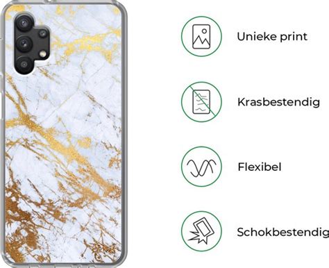 Samsung Galaxy A G Hoesje Marmer Goud Wit Luxe Marmerlook