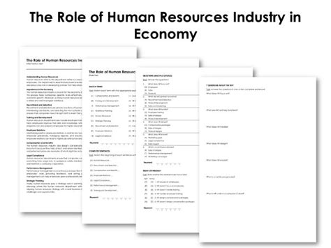 The Role Of Human Resources Industry In Economy Teaching Resources