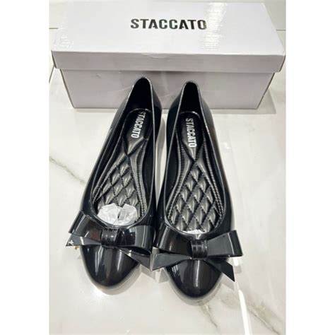 jual staccato jelly flats shoes black original  shopee indonesia