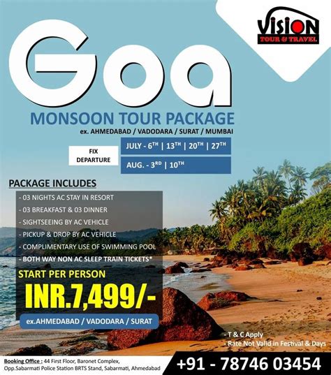 Goa Tour Package From Ahmedabad Baroda Surat At Tour In