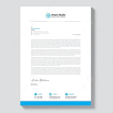 Green Blue Colorful Contract Letterhead News Stationery Card Creative