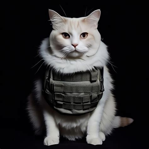 Premium Ai Image Threadlove A Cat Wearing A Bulletproof Vest