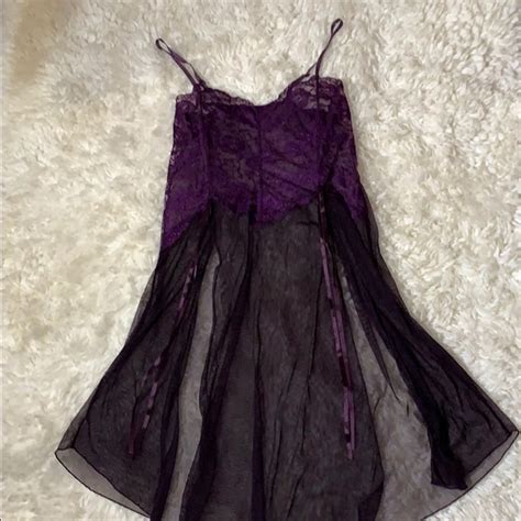 Unknown Intimates Sleepwear Purple Lace Night Gown Lingerie