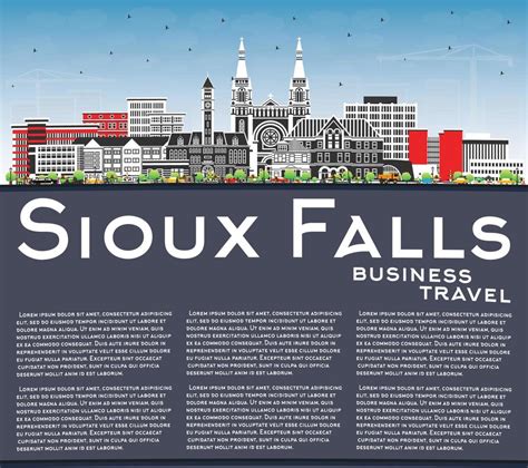 Sioux Falls South Dakota City Skyline with Color Buildings, Blue Sky ...