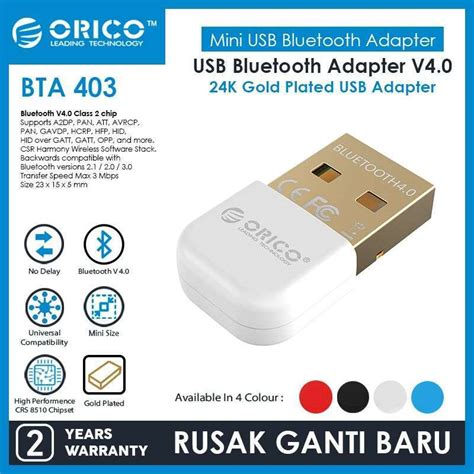 Jual Orico Bta 403 Usb Bluetooth Adapter 4 0 Putih Di Seller Orico