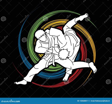 Judo Sport Action Cartoon Graphic Vector Illustration CartoonDealer