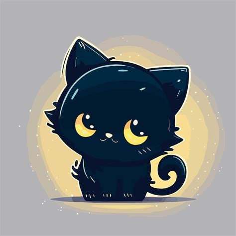 Premium Vector | A cartoon drawing of a black cat with yellow eyes