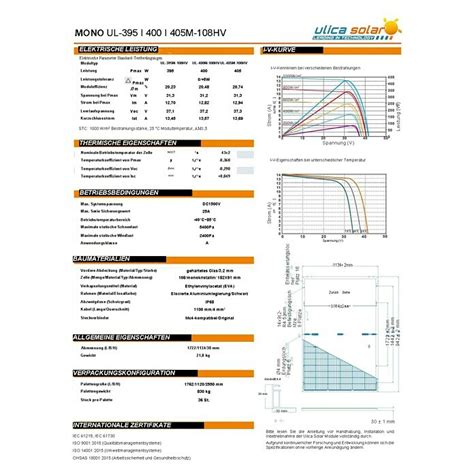 Ulica Solarmodul 36 Stück UL 395M 108HV FB Nennleistung 14 220 W L x