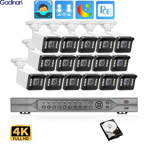 Gadinan H 265 4K Full Color Night View 16CH POE Security Camera System