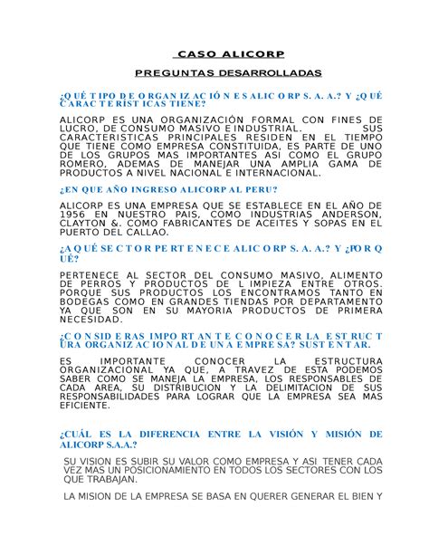 Caso Alicorp Espero Que Les Sirva De Mucha Ayuda Caso Alicorp