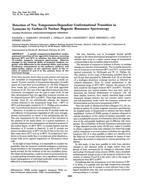 Pdf Detection Of New Temperature Dependent Conformational Transition