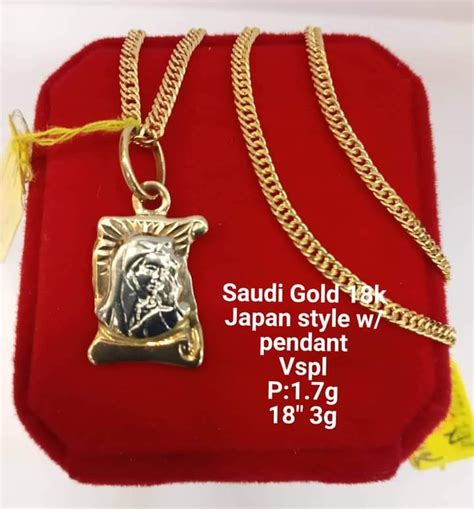 18k Saudi Gold Necklace Two Tone Mama Mary Scroll White Gold Women S