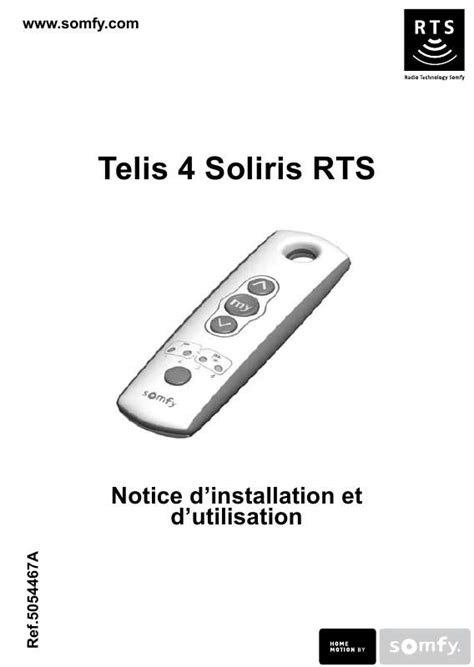 Notice Somfy Telis Soliris Rts Trouver Une Solution Un Probl Me