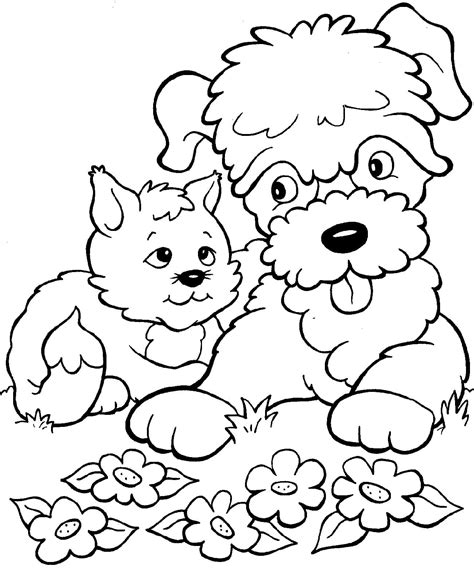 Adorable Cat And Dog Coloring Page Free Printable Coloring Pages For Kids