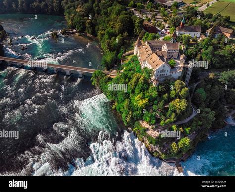 Rhine Falls Rheinfall Waterfalls With Schloss Laufen Castle