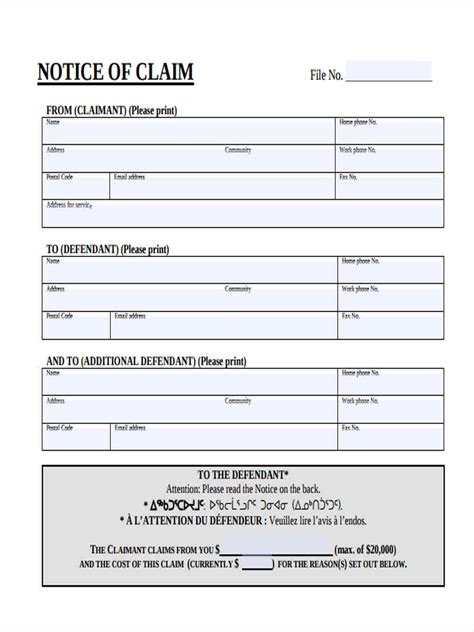 Free 8 Notice Of Claim Forms In Ms Word Pdf Excel