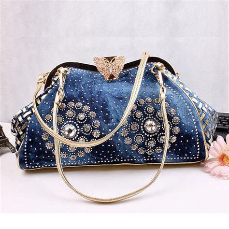 Rhinestone Handbags Designer Denim Handbags New Vintage Fashion Frame ...