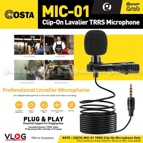 Jual Costa Microphone Clip On Mm Trrs Mic For Smartphone Hp Pc