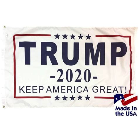 Trump Flag 2020 Keep America Great 3x5 Nylon White Made In Usa