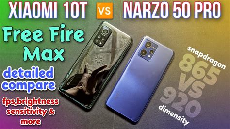 Xiaomi 10t 10t Pro 🆚 Narzo 50 Pro Free Fire Max Compare Snpd 865