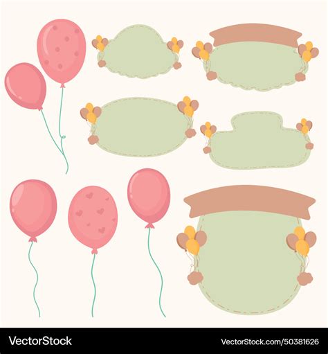 Green banner birthday kids and balloons Royalty Free Vector