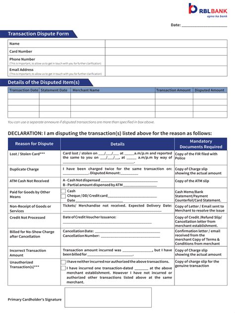 India Rbl Bank Transaction Dispute Form Fill And Sign Printable Template Online Us Legal Forms