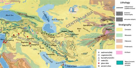 (Color online) Map of Mesopotamia, Iran, and Central Asia showing ...