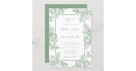 Sage Green Floral Wedding Invitation | Zazzle