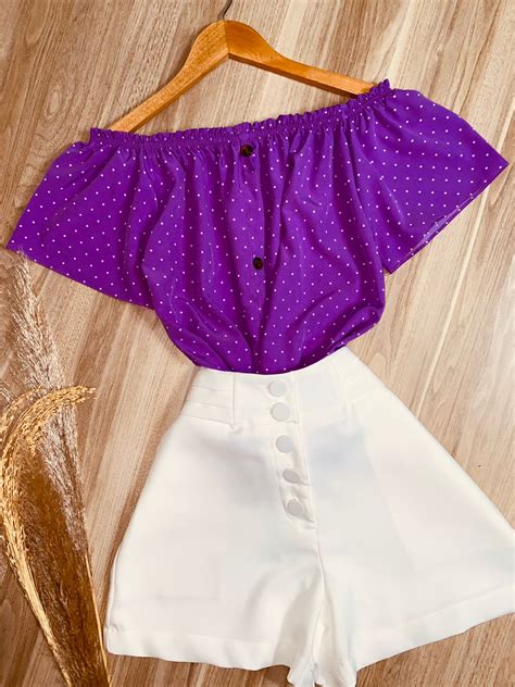 Blusa Ciganinha Es Falsos Sarah Po Roxo La Boutique Modas