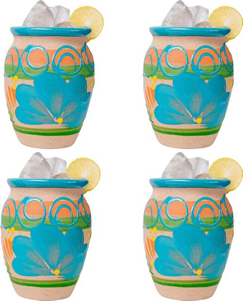 Cantaritos De Barro Mexicanos Set Of 4 Authentic Mexican Clay Mugs 14